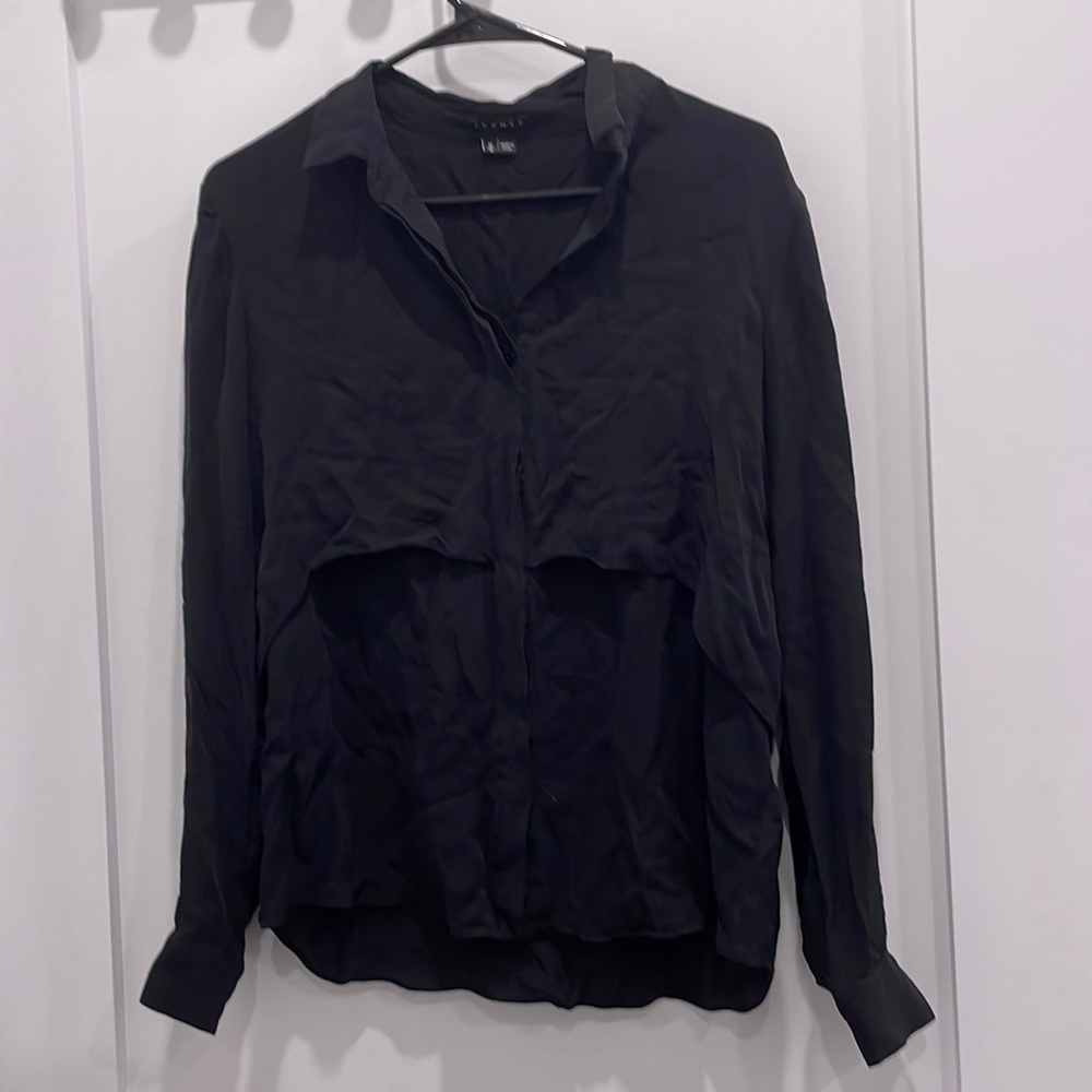 Theory 100% Silk Button Down Blouse - image 1